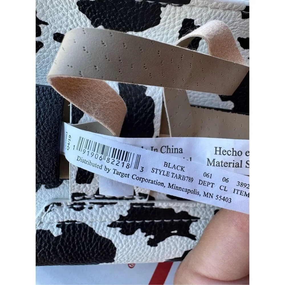 Dairy cow wallet envelope fanny pack belt black white belt women's medium